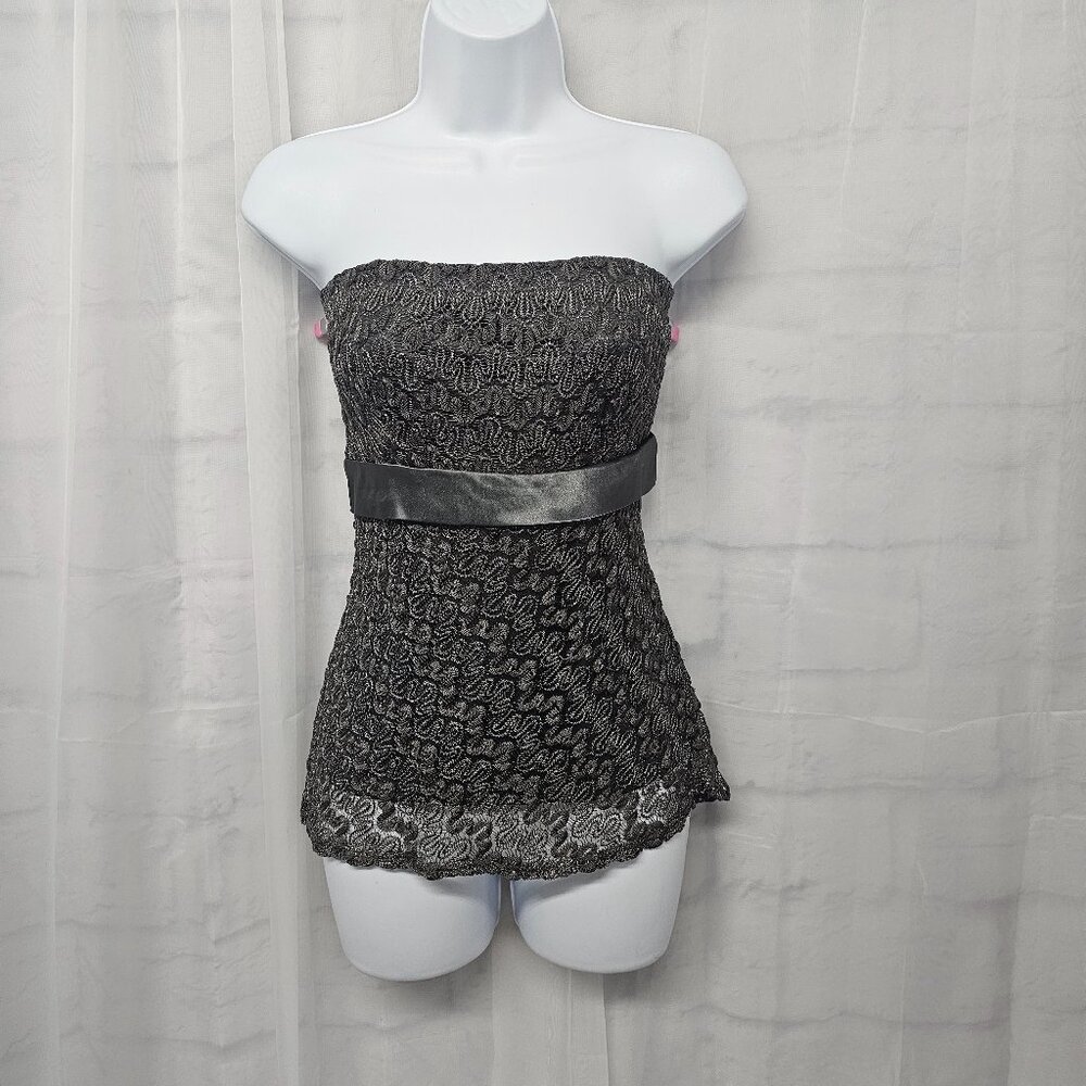 Studio Y Y2K Strapless Top Gray Mesh Metallic Whimsigoth Party Fairy XL